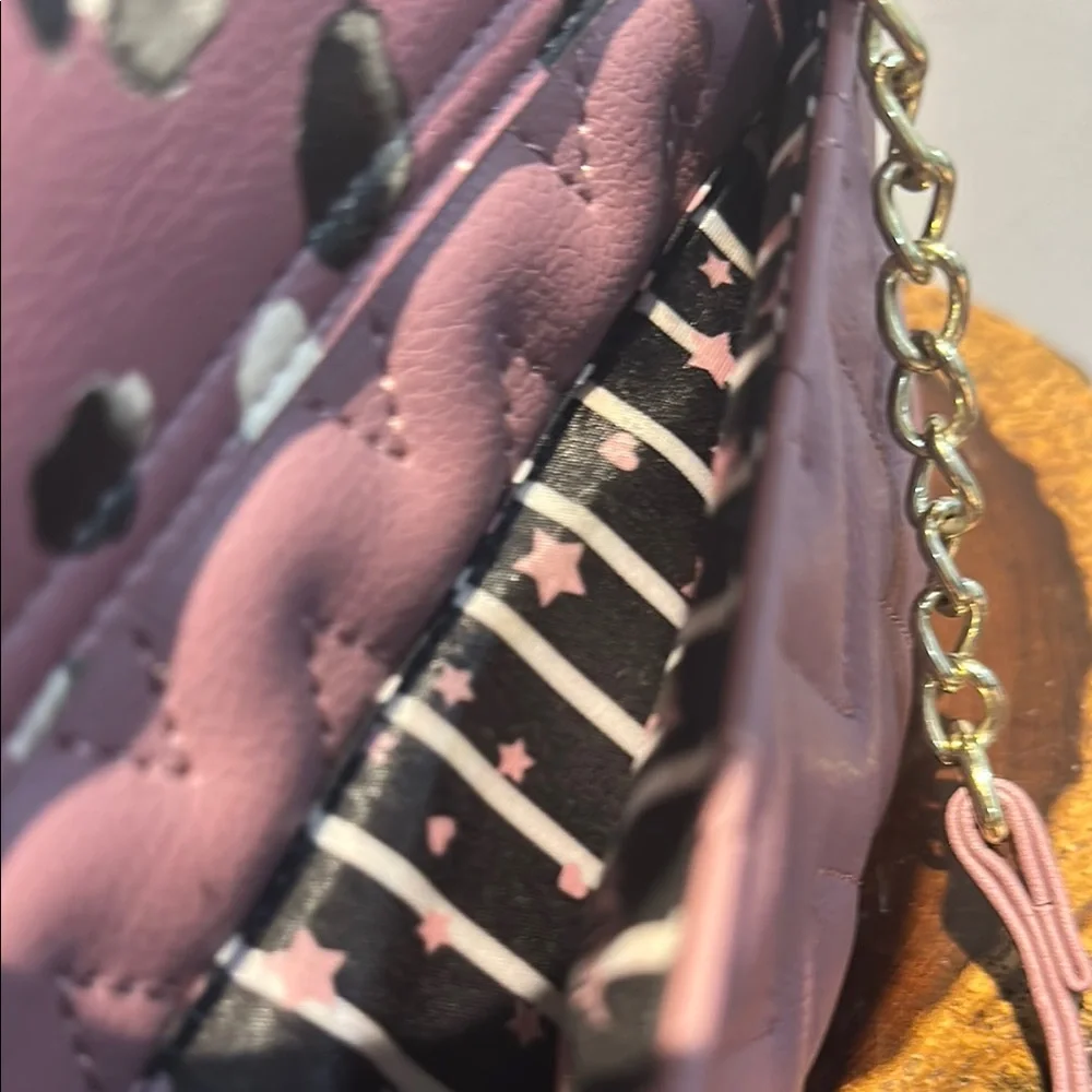 Betsey Johnson Purple Spotted Satchel w Shoulder Strap NEW Gold Hardware